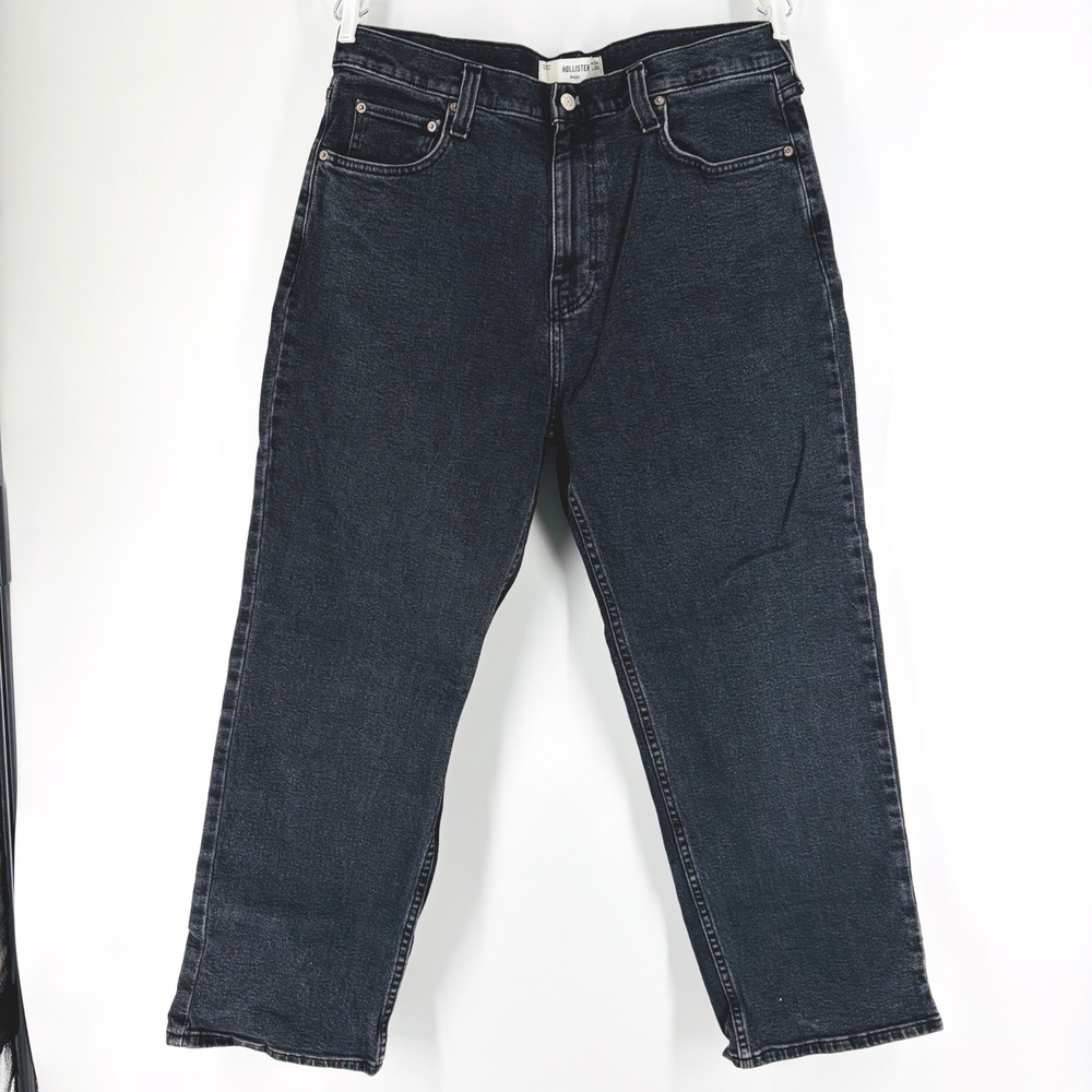 Hollister Baggy Jeans Mens 34x28 Baggy Black Faded Relaxed Denim Y2K